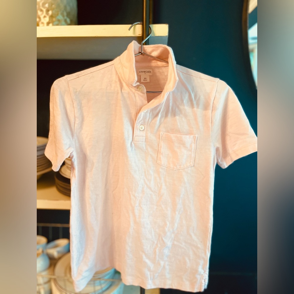 Boys crewcuts baby pink button down short sleeve polo